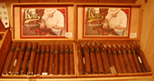 Open boxes of cigars on display