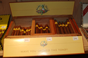 Open boxes of cigars on display